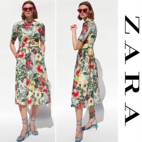 zara midi dress with belt